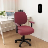 Elastik Kadife Ofis Bilgisayar Koltuğu Kılıfı - Bordo - Tekli Oturma Kılıfı - 1
