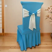Elastik Polyester Sandalye Kılıfı - Tiffany Mavisi - 7