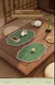 Çin Tarzı Lotus Çay Altlığı - Lotus Yaprağı Şekilli - 30x50cm thumbnail 9