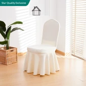 Elastik Otel Banket Sandalye Kılıfı - Saf Beyaz Etek thumbnail 3