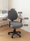 Elastik Kadife Ofis Bilgisayar Koltuğu Kılıfı - Siyah - Tekli Oturma Kılıfı - 3