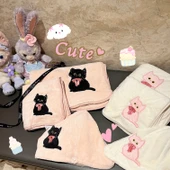 Japon Stili Mercan Polar Emici Banyo Havlu Seti - Beyaz Bone - 1