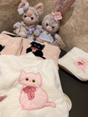 Japon Stili Mercan Polar Emici Banyo Havlu Seti - Beyaz Bone - 3