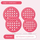 Isıya Dayanıklı Servis Altlığı - Pudra + Gül Kırmızısı - 15.5+17.7cm (4 Adet) - 1
