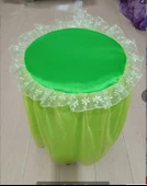 Dantelli Yuvarlak Tabure Kılıfı - Taro Moru - 34-35cm Çap - 45cm Yükseklik - 10