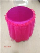 Dantelli Yuvarlak Tabure Kılıfı - Taro Moru - 32-33cm Çap - 45cm Yükseklik - 9