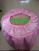 Dantelli Yuvarlak Tabure Kılıfı - Pembe - 30-31cm Çap - 45cm Yükseklik - 8