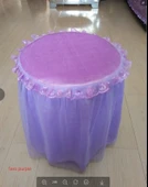 Dantelli Yuvarlak Tabure Kılıfı - Taro Moru - 34-35cm Çap - 45cm Yükseklik - 1