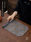 Çift Taraflı Su Emici Isı Yalıtımlı Kumaş Bardak Altlığı - Qingming Shanghe - 7