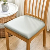 Su Geçirmez PU Deri Sandalye Kılıfı - Gümüş Gri - Ekstra Büyük (50-58cm) - 1