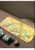Çin Tarzı Yixing Kil Çaydanlık Altlığı - Lotus Yaprağı - 80cm x 35cm - 11
