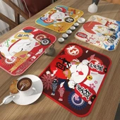 Japon Tarzı PVC Supla Bardak Altlığı - Şanslı Kedi B 30x40cm (2'li Paket) - 5