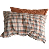 Leke Tutmaz Pamuklu Gingham Desenli Yastık Kılıfı 48x74cm - Esmer Şeker Çayı Kahverengi (Pamuklu Dimi) - 6