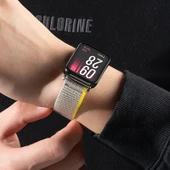 Xiaomi Bracelet 9 Pro için Sarı Gri Naylon Örgü Kordon + 2 Ekran Koruyucu - 1