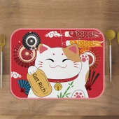 Japon Tarzı PVC Supla Bardak Altlığı - Şanslı Kedi C 40x60cm (2'li Paket) - 1