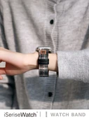 Ekose Desenli Apple Watch Kordonu 42mm (10. Nesil) Siyah Gri Tek Katmanlı Film - 4
