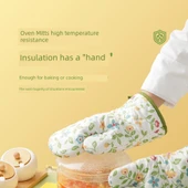 Kalınlaştırılmış Isıya Dayanıklı Fırın Eldiveni - Retro Pudra Kauçuk - İki Parmak (Sol) thumbnail 10