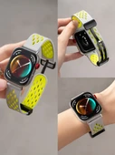 Huawei Fit 2 Vitality Fashion Elegant Uyumlu Siyah Beyaz Silikon Kordon + Ekran Koruyucu Film - 2