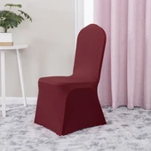 Elastik Otel Banket Düğün Sandalye Kılıfı - Yeni Şarap Kırmızısı (Kalınlaştırılmış Hava Katmanı 400g) thumbnail 1