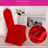 Elastik Otel Banket Düğün Sandalye Kılıfı - Yeni Şarap Kırmızısı (Kalınlaştırılmış Hava Katmanı 400g) thumbnail 9