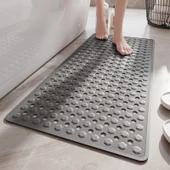 Kaymaz Banyo Duş Halısı - 40x88cm - Yade Gri - 2'li Set - 1
