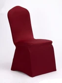 Elastik Otel Banket Düğün Sandalye Kılıfı - Yeni Şarap Kırmızısı (Kalınlaştırılmış Hava Katmanı 400g) thumbnail 5