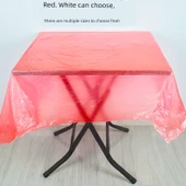 Tek Kullanımlık Plastik Masa Örtüsü - Kırmızı 140cm x 140cm - 100 Adet thumbnail 2