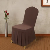 Minimalist Yüksek Elastik Pileli Sandalye Kılıfı - Koyu Kahverengi - 1