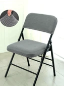 Elastik Katlanabilir Sandalye Kılıfı - Koyu Gri Ekose Desenli - 3