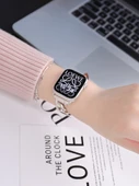 Apple Watch 44mm (4/5/6/SE Nesil) için Denim Zincir Yama Kayış - Haki - 5