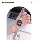 Apple Watch 44mm (4/5/6/SE Nesil) için Denim Zincir Yama Kayış - Haki - 11