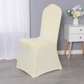 Elastik Otel Banket Düğün Sandalye Kılıfı - Bej Beyazı (Standart 220g) - 1