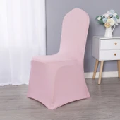 Elastik Otel Banket Düğün Sandalye Kılıfı - Açık Pembe (Standart 220g) - 1