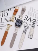 Apple Watch 44mm (4/5/6/SE Nesil) için Denim Zincir Yama Kayış - Haki - 3