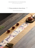 Xiangyun İpek Bambu Çay Matı - Mürekkep Lotus Desenli - 30x210 cm - 10