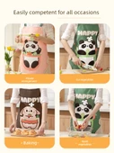 Su Geçirmez Mutfak Önlüğü - Panda Yeşil + Tavşan Kafe (2'li Paket) - 6