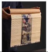 Xiangyun İpek Bambu Çay Matı - Mürekkep Lotus Desenli - 30x210 cm - 8