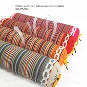 40x8 cm Tek Kişilik Yeşil Çizgili Boyun Yastığı - Tam Buğday Dolgulu - 3