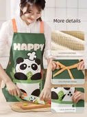Su Geçirmez Mutfak Önlüğü - Panda Yeşil + Tavşan Kafe (2'li Paket) - 3