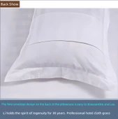 Otel Pamuklu Saten Şeritli Yastık Kılıfı - 58x85 cm - Dört Mevsim Oteller İçin - 5