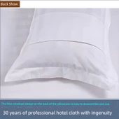 Otel Pamuklu Saten Şeritli Yastık Kılıfı - 58x85 cm - Dört Mevsim Oteller İçin - 4