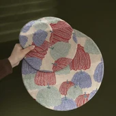Retro Balkabağı Çift Taraflı Çay Altlığı - Yayoi Balkabağı Desenli Oval - Küçük Boy - 2