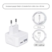 35W EU PD Hızlı Şarj Aleti - 35W A+C Çift Portlu + USB-L + PD Kablolar - 1