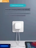 35W EU PD Hızlı Şarj Aleti - 35W A+C Çift Portlu + USB-L + PD Kablolar - 4