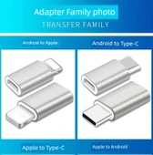 Type-C Lightning Micro USB Android Adaptör - Type-C Dişi - Android Erkek - Siyah - 7