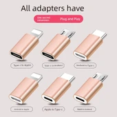 Type-C Lightning Micro USB Android Adaptör - Apple Dişi - Android Erkek - Siyah - 2
