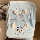 3D Mavi Saçlı Garip Desenli Banyo ve Yüz Havlusu Seti - 1