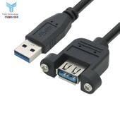 USB Şarj ve Data Uzatma Kablosu - 30cm Siyah thumbnail 1