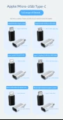 Type-C Lightning Micro USB Android Adaptör - Apple Dişi - Android Erkek - Siyah - 9