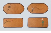 Rattan Çay Altlığı - Kare Serbest El Erik Çiçeği Desenli - 8